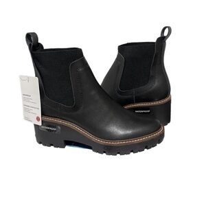 Aqua College “Demi” Black Leather Waterproof Chelsea Boots